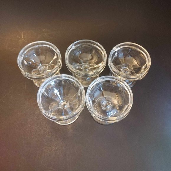 Federal Glass Footed Dessert Ice Cream Pudding Sherbet Cups Set 5 Vintage - Picture 3 of 7